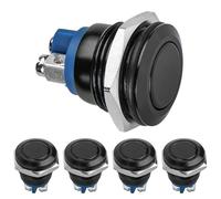 Linkstyle 5Pcs Interruptor de Botón Pulsador Momentáneos, 12V Metal Redondo ON/OFF Pulsador Impermeable con Carcasa Negra para 16mm 5/8 Agujero de Auto RV Camión