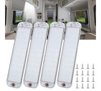 Linkstyle Luces LED Interior Coche 12V, 72 LED Barra de Luz con Interruptor, 10W 6500K Luz de Techo Blanca para Autocaravana Camper Cocina Barco, 4 piezas