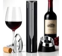 LINKSTYLE OPENERO - Abridor eléctrico de botellas de vino, sacacorchos automático de lujo con cortador de papel de aluminio y base de carga, color plateado