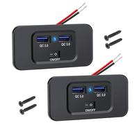 Linkstyle Panel de Carga USB, Doble QC3.0 USB A Enchufe de Carga rápida con Interruptor para 12V/24V Coche RV Marina -2Pcs