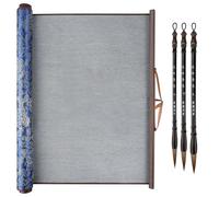 Linkstyle Set Papel Mágico Caligrafía China: Alfombrilla de Escritura con Agua Reutilizable & 3 Pinceles de Bambú para Principiantes, Práctica de Escritura y Dibujo