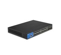 Linksys LGS328C-EU switch de red administrado Gigabit de 24 puertos con 4 ranuras SFP+ 10G de subida, concentrador/divisor Ethernet inteligente con carcasa metálica y montaje de sobremesa/pared
