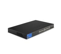 Linksys LGS328MPC-EU switch PoE+ de red Gigabit de 24 puertos a 410 W con 4 ranuras SFP+ 10G, conmutador Ethernet administrado inteligente con carcasa metálica y montaje de sobremesa/pared