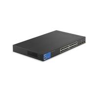 Linksys switch de red Gigabit administrado de 24 puertos LGS328PC con 4 ranuras SFP de enlace de subida de 1 Gb, PoE/PoE+, QoS, enrutamiento estático, VLAN, IGMP, carcasa de metal