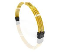 LINKUP - 50cm Extensión de Cable de Alimentación Revestimiento Metálico y Silicona, Suave y Flexible para Dirigir GPU con Kit de Peines┃1x8P (6+2) GPU PCIe┃500mm - Oro