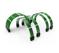 LINKUP - 50cm Extensión de Cable de Alimentación Revestimiento Metálico y Silicona, Suave y Flexible para Dirigir GPU y CPU con Kit de Peines| 1x24P (20+4)| 2x8P (4+4) CPU| 2x8P (6+2) GPU| 500mm Verde