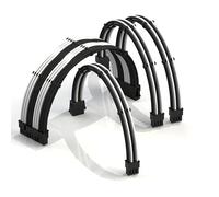 LINKUP - 50cm Extensión de Cable de PSU Súper Suave y Flexible con Funda Personalizada Mod GPU PC Trenzado con Kit de Alineadores| 1x 24P (20+4) MB| 1x 8P (4+4) CPU| 2x 8P (6+2) GPU|500mm Blanco Negro