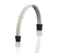LINKUP - AVA 30cm 8 Pines (6+2) GPU PCI-E Fuente de Alimentación PSU Cable de Extensión de PC Personalizado con Funda Trenzada y Peine┃Un Solo Paquete┃300mm - Blanco
