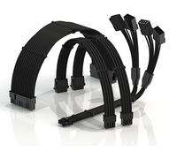 LINKUP - AVA 4 en 1 Adaptadores de Potencia 12VHPWR PCIE 5.0 | 600W 16AWG | para Todas Las Fuentes de Alimentación | Clasificación UL, Funda Trenzada | Kit de 4 Piezas para GPUs RTX4000 | 40cm Negro