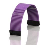 LINKUP - AVA 50cm ATX 24 Pin (20+4) Placa Base Cable de Extensión para Fuente de Alimentación Trenzado y Enfundado con Peines┃Diseño Fuerte y Rígido┃Paquete Individual┃500mm - Púrpura