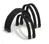 LINKUP - AVA 50cm Cable con Manguito - Prolongación de Cable para Fuente de Alimentación con Kit de Alineadores | 1x 24P (20+4) MB | 2X 8P (4+4) CPU | 2X 8P (6+2) GPU | 500mm - Negro