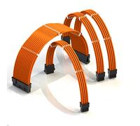 LINKUP - AVA 50cm Cable con Manguito - Prolongación de Cable para Fuente de Alimentación con Kit de Alineadores | 1x 24P (20+4) MB | 1x 8P (4+4) CPU | 2X 8P (6+2) GPU | 500mm - Naranja