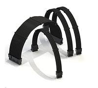 LINKUP - AVA 50cm Cable con Manguito - Prolongación de Cable para Fuente de Alimentación con Kit de Alineadores | 1x 24P (20+4) MB | 1x 8P (4+4) CPU | 2X 8P (6+2) GPU | 500mm - Negro -