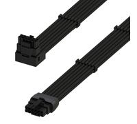 LINKUP - AVA Cable de Alimentación de Alta Corriente de 600W PCIE 5.0 16Pin (12+4) con Ángulo Derecho | Tipo Moldeado y Soldado 16AWG con Funda | Compatible con RTX5000 RTX4000 RTX3000 FE | 70cm Negro