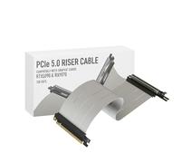 LINKUP - AVA5 Armour Cable elevador PCIe 5.0 | Listo para RTX5090 RX9070 GPU | x16 128GB/s Velocidad | Compatible con PCIE 4.0 y WRX80/WRX90E | Ángulo Izquierdo Blanco 30cm (Longitud total 34cm)