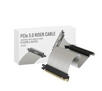 LINKUP - AVA5 Cable elevador PCIe 5.0 | Listo para RTX5090 RX9070 GPU | x16 128GB/s Velocidad | Compatible con PCIE 4.0 | Diseñado para ITX | Recto Simple Inverso Blanco 25cm (Longitud total 29.5cm)