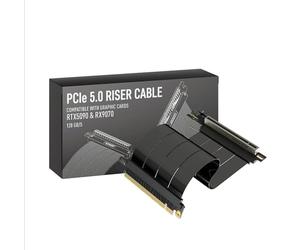 LINKUP - AVA5 Cable elevador PCIe 5.0 | Listo para RTX5090 RX9070 GPU | x16 128GB/s Velocidad | Compatible con PCIE 4.0 y WRX80/WRX90E | Ángulo recto Negro 15cm (Longitud total 19cm)