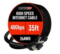 LINKUP - [Certificado 40Gbps Cable de Conexión Ethernet Cat8 Doble Blindaje┃2000MHz (2GHz) Cat8.1┃Cables LAN Prueba del Futuro Compatibles con Cat7A Cat7 Cat6A Redes 25G 10G 1G┃Negro┃35ft (10.6m)