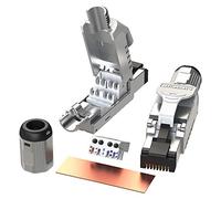 LINKUP - RJ45 Connectors Cat6A (12 Pack) Shielded Metal Die-Cast Field Modular Termination Plug | 10G Easy Internet Tool Free Plugs | For Cat6A up to 22AWG Solid Bulk S/FTP Ethernet Cable [White]