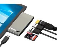 LINKUP - Surface Pro 7 Compatible SD Card Micro Memory Reader Adapter Hub | 6-in-1 Docking Station | 4K HDMI, SD/MicroSD Card Slots, 2 x USB-A 3.0, 1 x USB-C Ports |