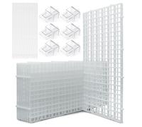 LINLAN 8 Piezas 15 x 30 cm Separador para Acuario, Bandeja Inferior de Filtro, Tablero de Rejilla para Filtración DIY y Protección del Fondo en Aquascaping (Blanco con Soporte de la Tapa del Acuario)