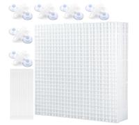 LINLAN 8 Piezas 30 x 30 cm Separador para Acuario, Bandeja Inferior de Filtro, Tablero de Rejilla para Filtración DIY y Protección del Fondo en Aquascaping (Blanco con Ventosa Fija)