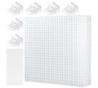 LINLAN 8 Piezas 30 x 30 cm Separador para Acuario, Bandeja Inferior de Filtro, Tablero de Rejilla para Filtración DIY y Protección del Fondo en Aquascaping (Blanco con Soporte de la Tapa del Acuario)