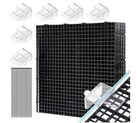 LINLAN 8 Piezas 30 x 30 cm Separador para Acuario, Bandeja Inferior de Filtro, Tablero de Rejilla para Filtración DIY y Protección del Fondo en Aquascaping (Negro con Soporte de la Tapa del Acuario)
