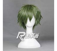 LINLINCD - 12" Aoharu X Machinegun Nagamasa Midori Green Cosplay Wig Short Fluffy Layered Heat Resistance Fiber Hair Wigs