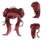 LINLINCD 2019 nuevo accesorio para el cabello sintético Auburn Vino Rojo Accesorios para el cabello Onmyoji melocotón demonio Cosplay peluca envío libre