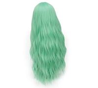 LINLINCD 28 pulgadas largo rizado azul rubio verde rosa peluca sintética pelo natural anime cosplay disfraz Halloween fiesta pelucas para mujeres verde