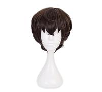 LINLINCD -30cm Anime Bungo perros callejeros Dazai Osamu peluca Cosplay pelucas de pelo rosa ahumado pelo Halloween 1: 1 peluca gorra