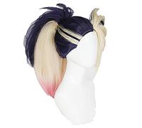 LINLINCD -Akali Kda. El color mezclado de cola de caballo malvada rollo largo juego resistente al calor pelo sintético fiesta de Halloween cosplay + gorra de peluca