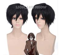 LINLINCD -Anime Coer Wig. Ángel de la Muerte Isaac Foster Zack Cosplay Pelucas para hombre Corto recto negro Cosplay peluca