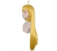 LINLINCD -Anime Coer Wig. Anime ARU Zombie Shoujo No Sainan Alma V Peluca Cosplay 80cm Dorado Largo Pelo Liso Resistente al Calor Peluca de Pelo Sintético+Peluca Tapa