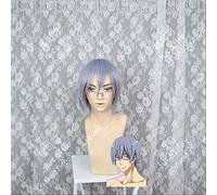 LINLINCD -Anime Coer Wig. Anime Free!- DIVE to Future Nao Serizawa Peluca Cosplay Azul Claro Púrpura Mix Peluca de pelo corto con calefacción+gorro de peluca+peluca de gafas y gafas (Color: peluca y