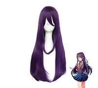 LINLINCD - Anime Coer Wig. Ddlc. Doki doki literatura Club Yuri Mujeres púrpura larga peluca Cosplay disfraz de pelo sintético resistente al calor fiesta papel pelucas de juego