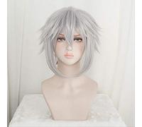 LINLINCD - Anime Coer Wig. Reino de corazones.III. Riku IRON- GRIS Kurzweide Cosplay Disfraz Hombres Mujeres Resistente al Calor Sintético Pelo Pelucas+ Peluca Gorra