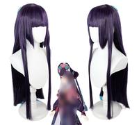 LINLINCD - Anime Coser 31 pulgadas Genshin Impact peluca Anime Cosplay Liyue Peluca larga látigo púrpura peluca con gorro de peluca gratis para Halloween en