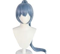 LINLINCD - Anime Coser Anime Anime Cosplay Disfraz Jujutsu Kaisen Mahito Peluca Azul Largo recto cola de caballo pelucas para mujeres con flequillo para Halloween Fiesta Carnaval Vida nocturna con