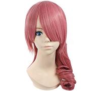 LINLINCD - Anime Coser Anime Anime Cosplay peluca Final Fantasy XIII FF13 Serah Farron peluca rosa mediana con gorro de peluca gratis para fiestas diarias Halloween Cosplay