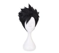 LINLINCD - Anime Coser Anime Anime Cosplay Peluca Haikyuu!!Peluca Tetsurou Kuroo Peluca Corta Negra con 1 Gorro de Peluca para Halloween en