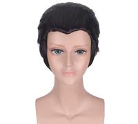 LINLINCD - Anime Coser Anime Anime Cosplay Peluca Yuri!!!on Ice Katsuki Yuri Hombre Negro Pelo Corto con Gorro de Peluca para Halloween Fiesta Carnaval Conciertos