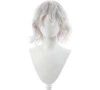 LINLINCD - Anime Coser Anime Anime Cosplay pelucas Hunter×Hunter Neferpitou pelucas blancas de longitud media rizada con gorro de peluca para Halloween Fiesta Carnaval