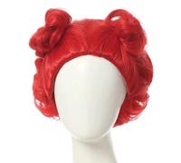 LINLINCD - Anime Coser Anime Anime Cosplay Pelucas Wonderland The Red Queen Pelucas Mujeres Cabello Rojo Corto Rizado con Gorro de Peluca para Halloween Fiesta Carnaval Vida Nocturna