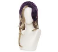 LINLINCD - Anime Coser Anime Game Cosplay Wig Coven Ahri Wig Long Ondulado Purple Mixed Brown Wig Fibra Fibra Resistente al Calor Pelo Sintético
