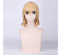 LINLINCD -Anime Coser Cosplay Hinaichigo Peluca de Lolita rubio medio de 12 pulgadas con flequillo resistente al calor Rozen Maiden Hinaichigo pelucas femeninas de Halloween