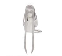 LINLINCD -Anime Coser Game Anime Cosplay Peluca de 90 cm Mujeres Plata Blanco Larga Peluca de Pelo Liso con Gorra de Peluca para Halloween en