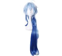 LINLINCD - Anime Coser Game Genshin Impact Peluca Anime Cosplay Gan Yu Peluca azul degradada con gorro de peluca gratis para Halloween en