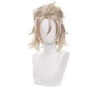 LINLINCD - Anime Coser Genshin Impact Peluca Anime Cosplay Abedo peluca con gorro de peluca gratis para Halloween en